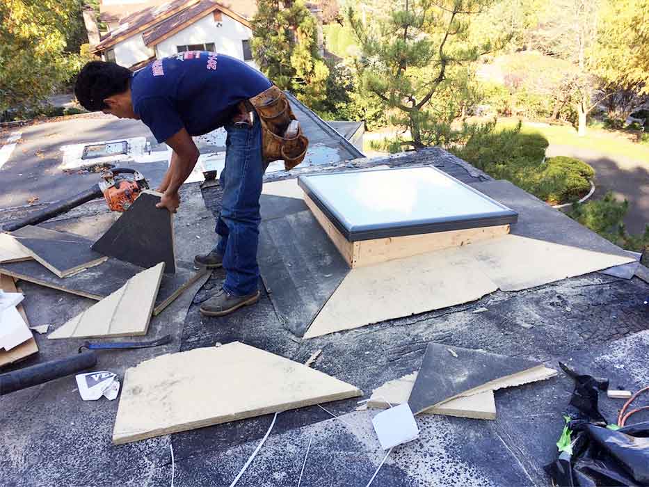 EPDM flat roofing with expert skylight installation for homes and businesses In Jersey City NJ.